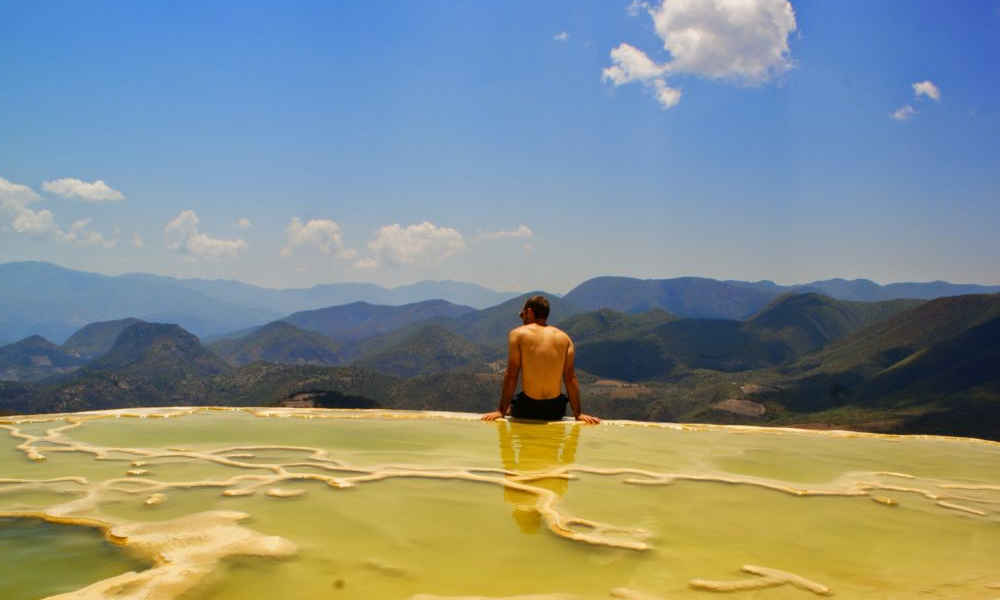 Swimming at the Natural Hot Springs – Hierve el Agua in